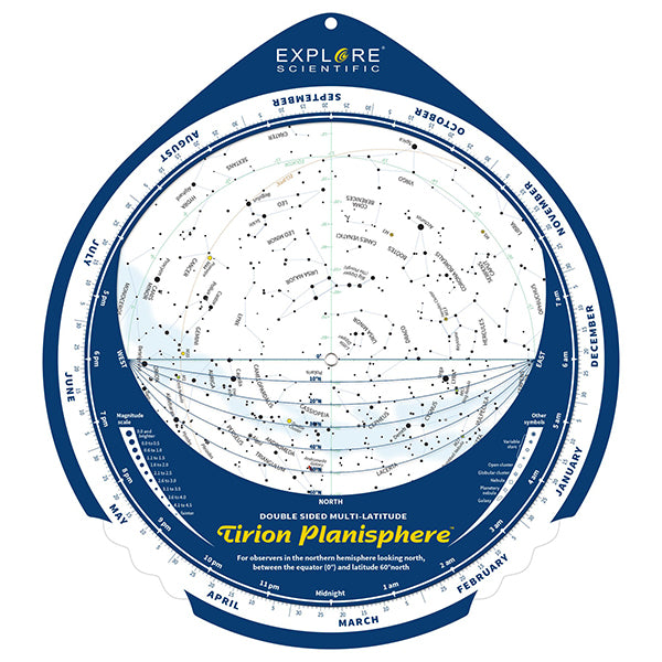 Explore Scientific Tirion Double-Sided Planisphere 0-60 Degrees North-1